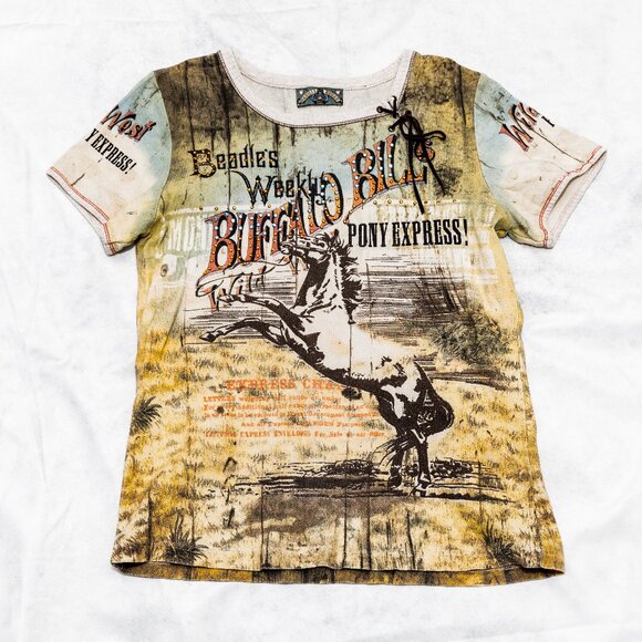 Vanilla Sugar Buffalo Bill Wild West Pony Express Embellished Tee Small - Picture 1 of 13